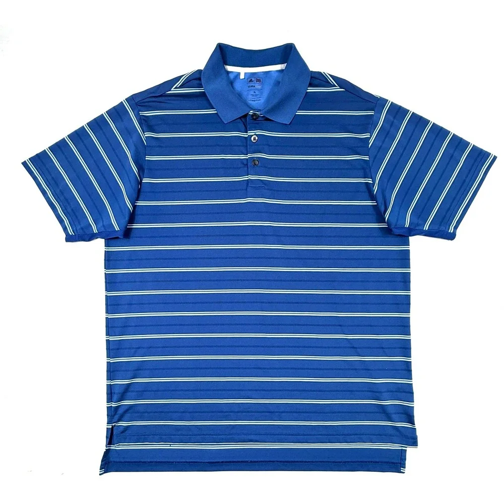 Adidas Mens Polo Shirts BUNDLE Blue‎ Maroon Striped Golf Performance XL